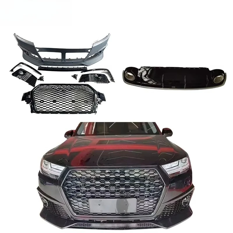 

RSQ7 Style Bumper for Q7 Upgrade RSQ7 Body Kits Front Bumper Grille Diffuser with Exhaust Tips 2016-2019