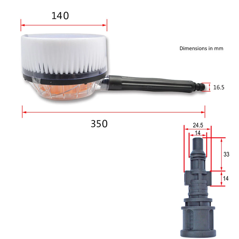 Escova redonda giratória de alta pressão do carro, limpeza de água, lavagem, lavadora rígida, limpa, Karcher K2, K3, K4, K5, K6, K7