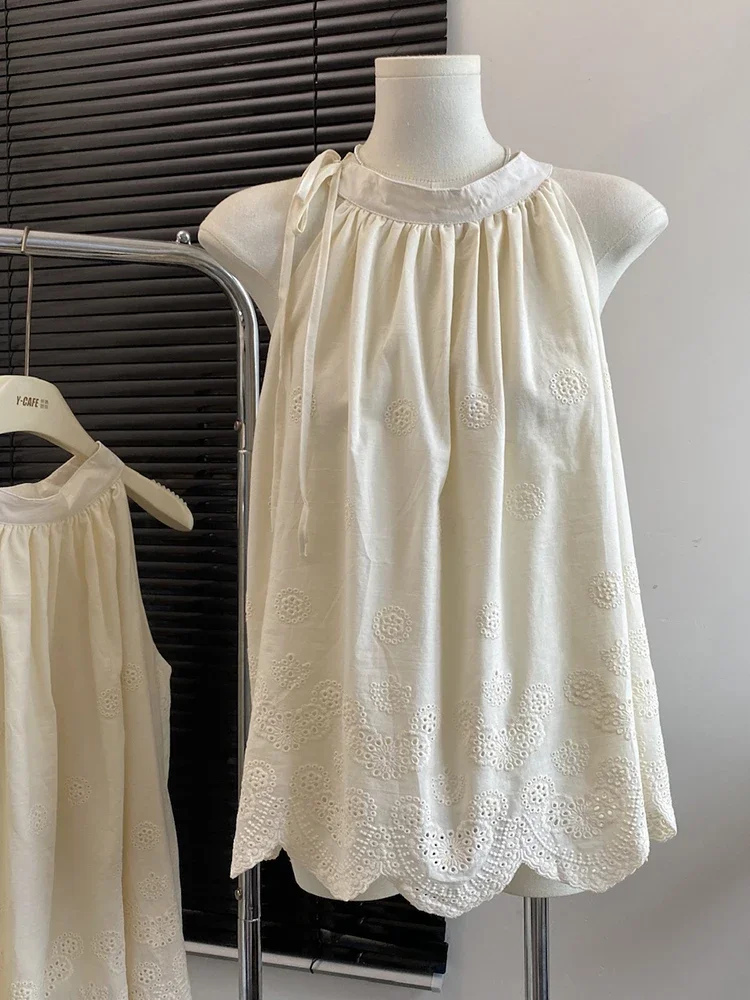 

Sleeveless Vest Women Summer Blouses Lace-up Design Female Loose Casual Shirts Summer New Fashion Shirt Tops