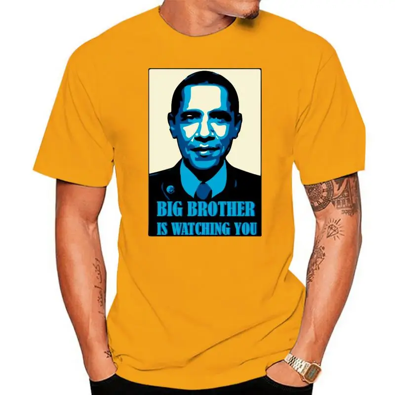 Men T Shirt big brother is watching you obama yellow tshirts Women T-Shirt