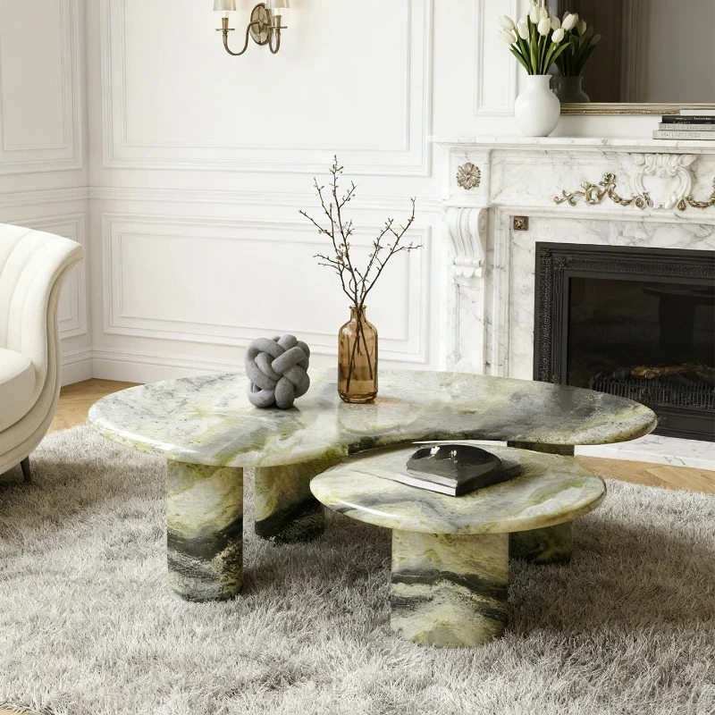 Special-shaped coffee table combination designer villa light luxury home living room coffee table