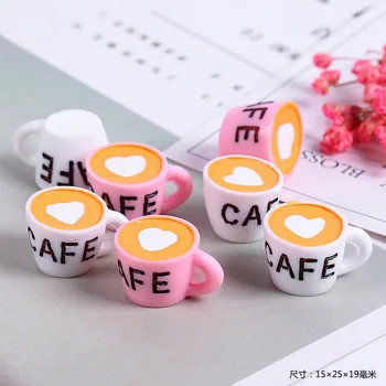 10 stücke Mini Kawaii Harz Kaffee Tasse Diy Abbildung Miniaturen Puppenhaus Keychain Schmuck Decortive Handwerk Hause Dekoration Accessoeies