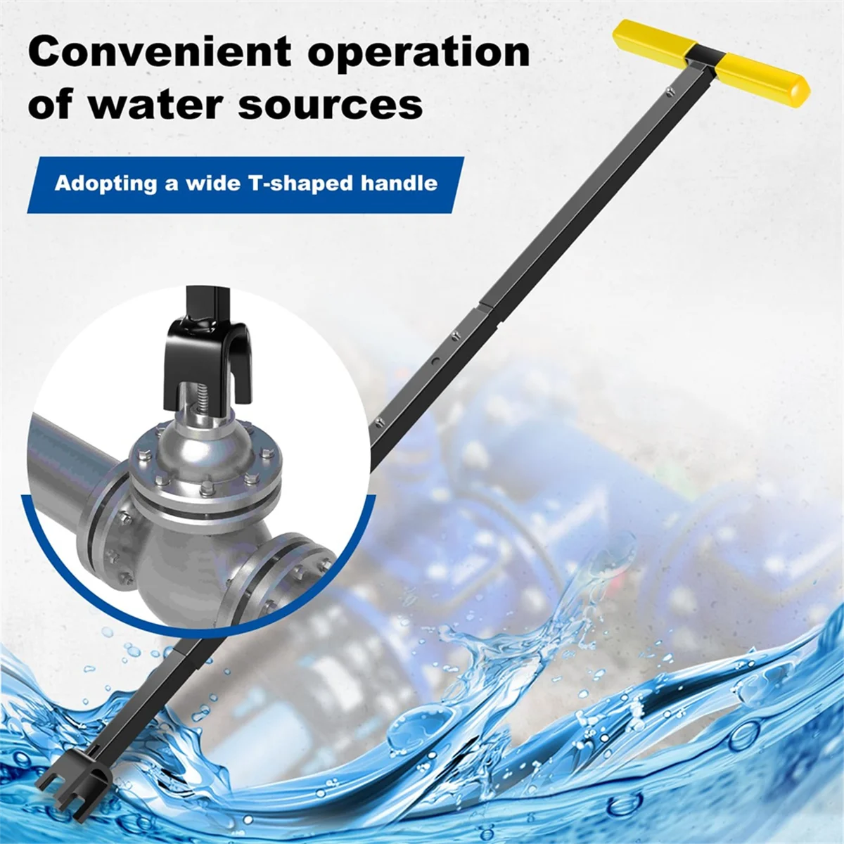 AAA87 Water Meter Key, 17-37 Inch Adjustable Length Water Shut Off Tool with 4-Way Utility Key T-Handle Water Meter Wrench