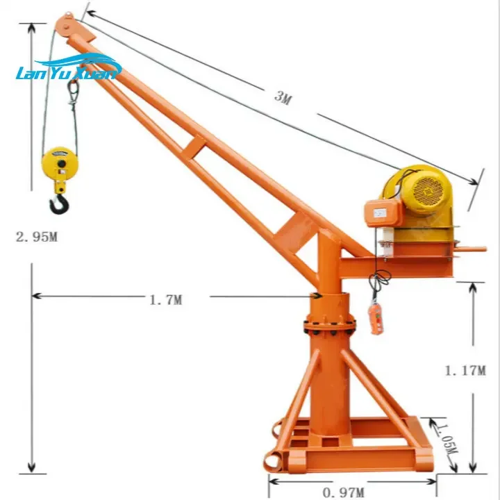 1000kg 1500kg Portable Mini Crane Outdoor Mini Lifting Crane 220V