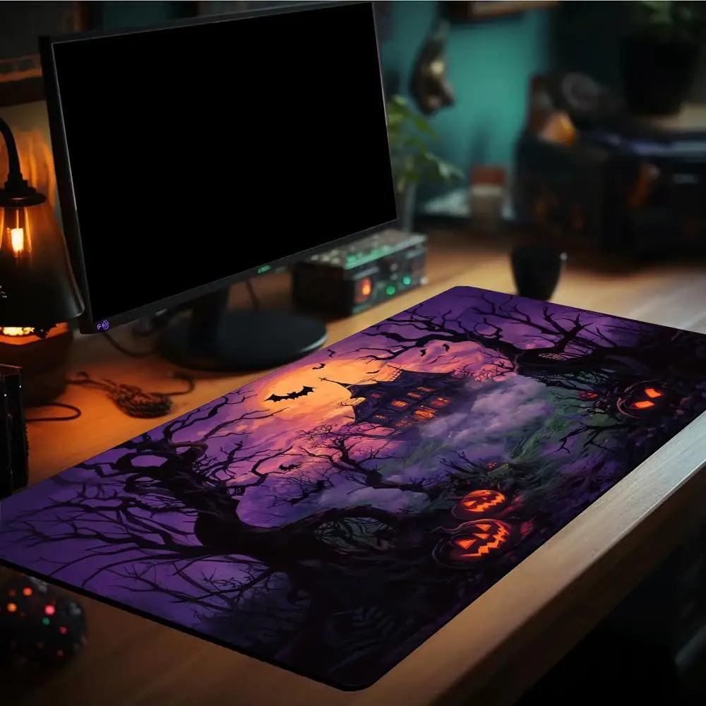 Spooky Halloween Night Pumpkins Castle Mouse Pads Gaming Mats Carpet Desk Gadgets Playmat Room Decor Gamer Setup Decoration