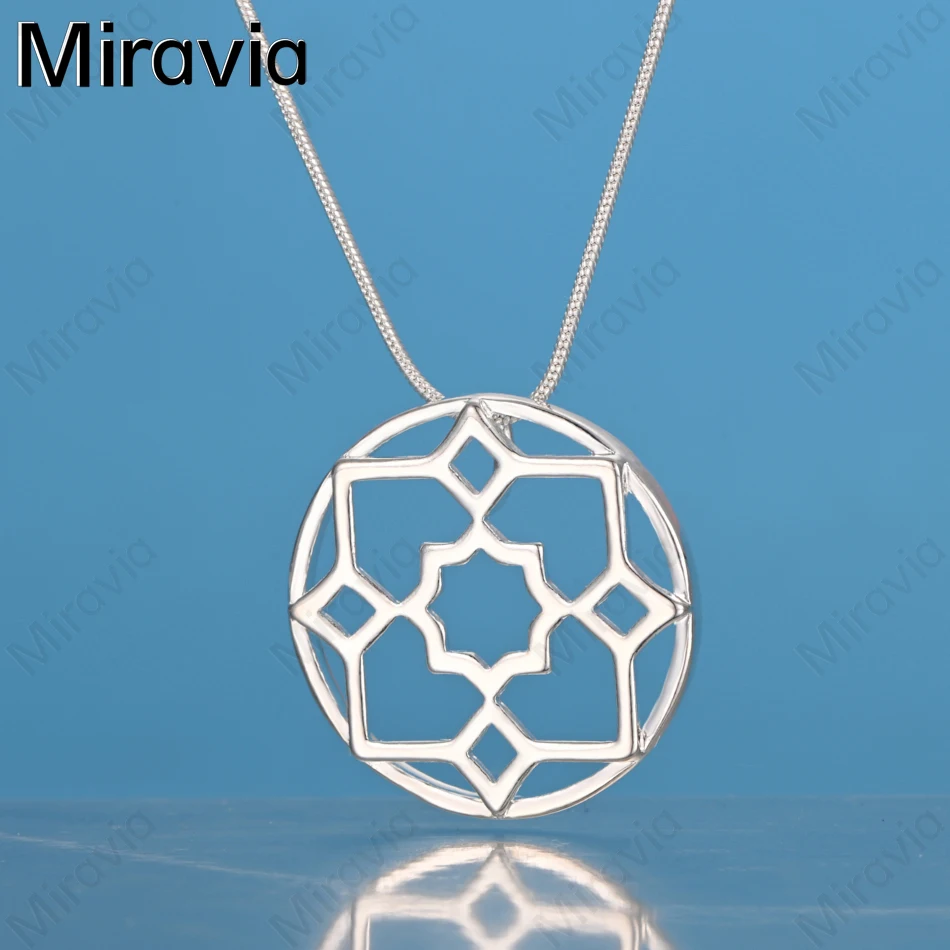 

Miravia 925 Sterling Silver Ring Hollow Geometric Pattern Pendant Necklace Women'S Exquisite Cute Wedding Party Jewelry