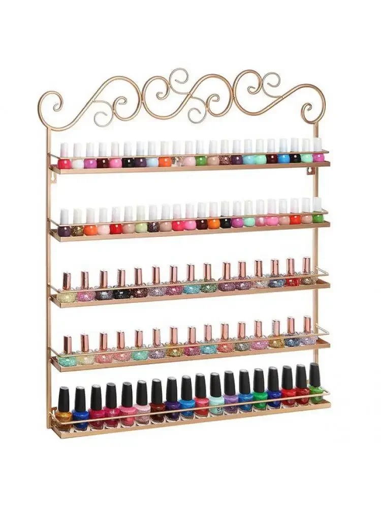 

5 Layer Iron Nail Polish Shelf Black Nail Shop Exhibition Shelf Nail Polish Display Wall Rack Makeup Organizer