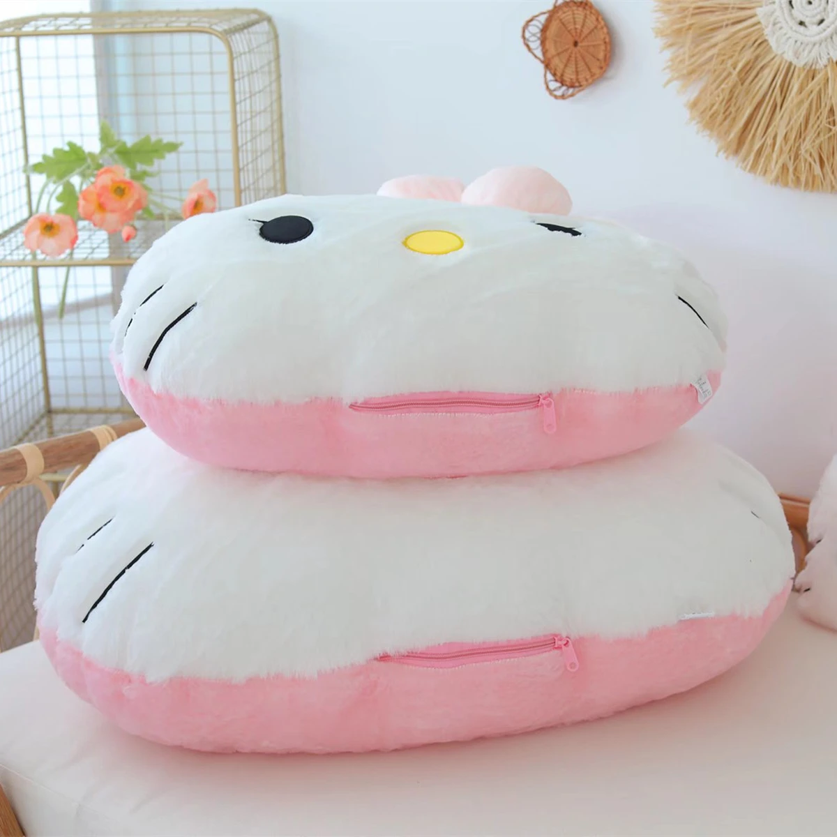 Sanrio hello kitty brinquedo de pelúcia macio fofo travesseiro confortável voltar almofada sofá decorativo travesseiro abraço plushies presentes de natal para a menina