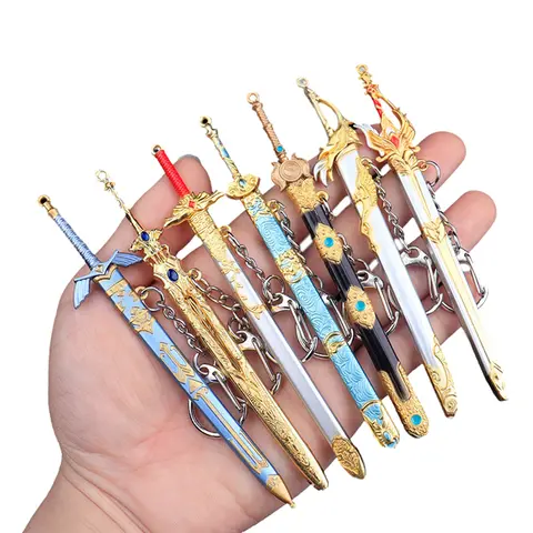 1Pc Unopened Blade Pendant Keychain Zinc Alloy Ancient Sword Charm Keyring Vintage Jewelry For Men Kids Gift