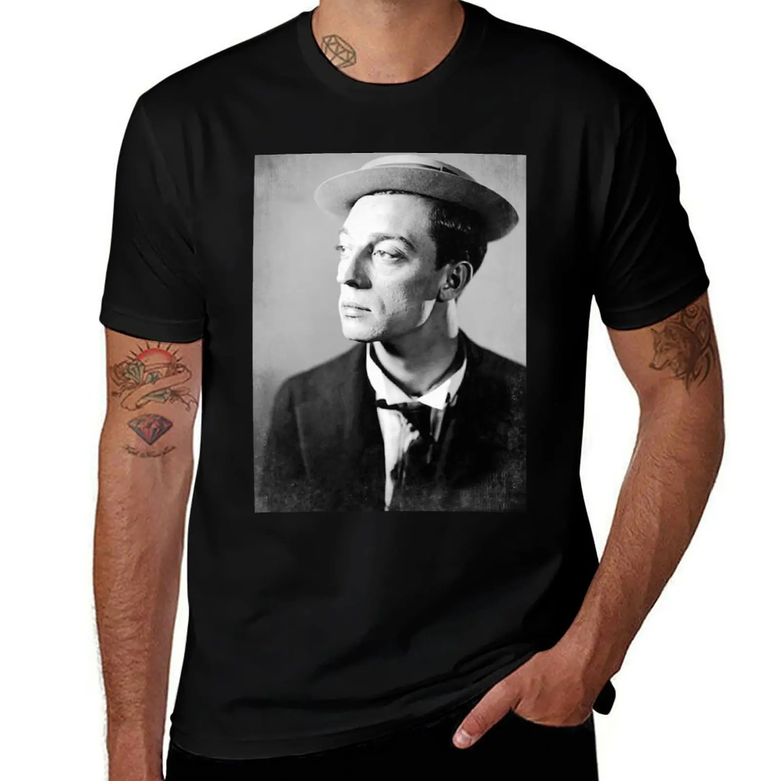 Buster Keaton - BW Vintage - D5 T-Shirt Basic Casual Wear Short Sleeve Top T-Shirt