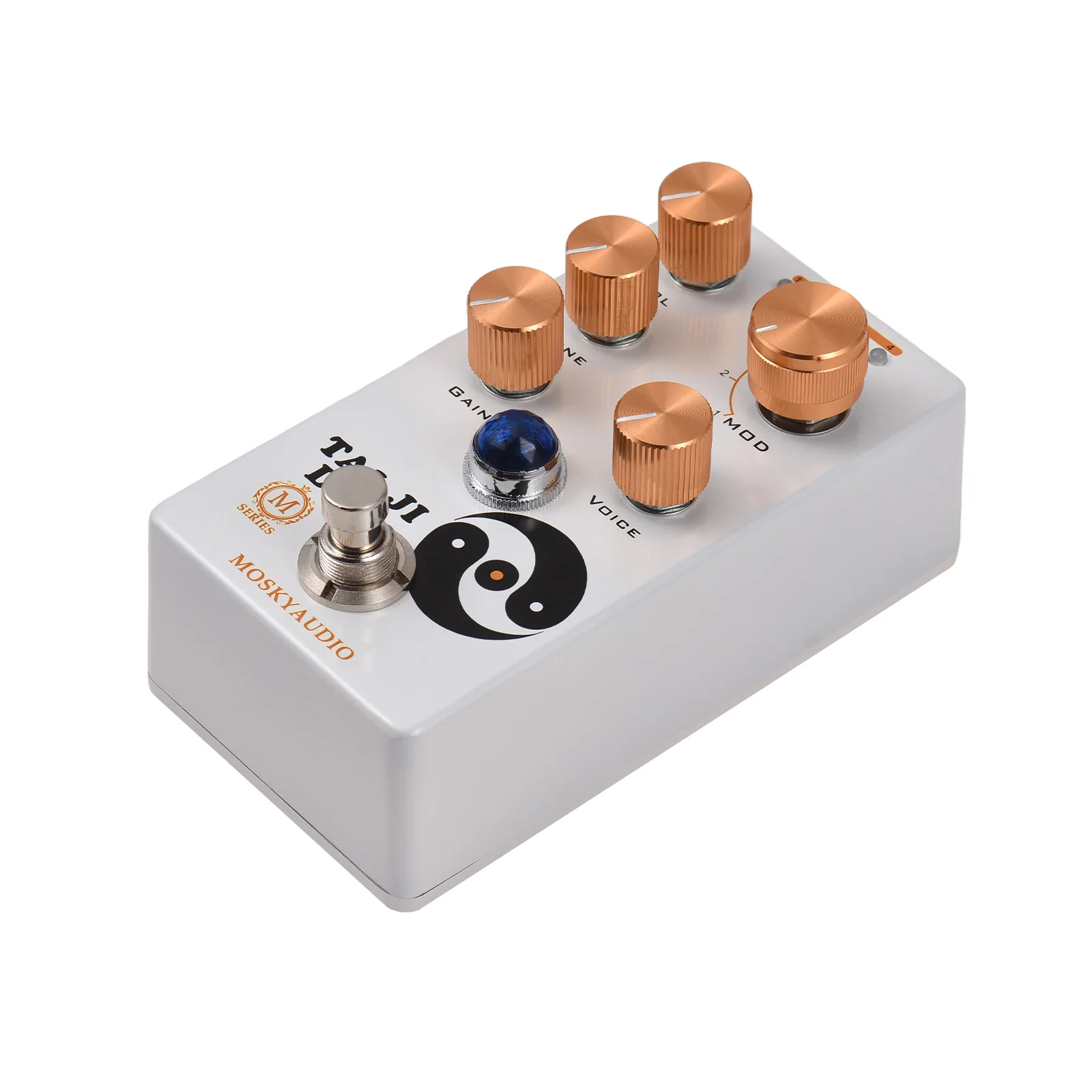 

MOSKYAUDIO TAI JI DRIVE Guitar Overdrive Effects Pedal Volume/Tone/Gain/Voice/4-Mode Knob DC 9V 6.35mm Input/Output Interface