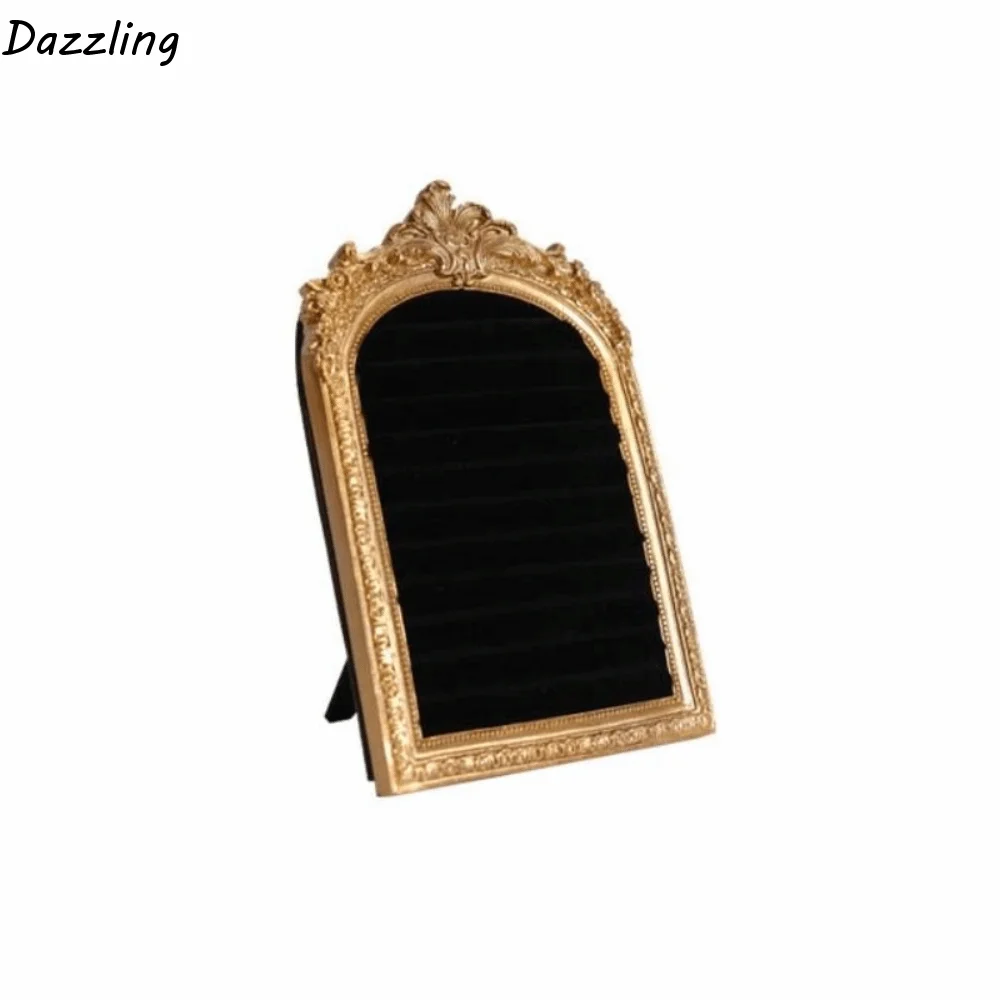 

Vintage Jewelry Storage Shelf Home Decoration Large Capacity Velvet Earring Ring Shelves Wear-resistant Space Saving
