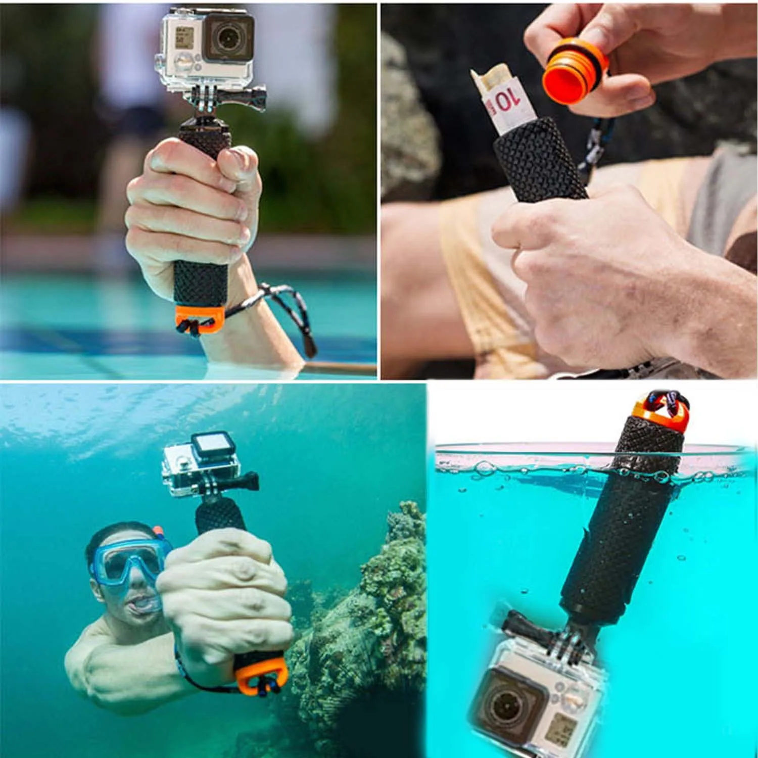 Float Hand Grip Tripod Buoyancy Rod Pole Stick Monopod for Gopro Go Pro Hero 9 8 7 6 5 4 3 Xiaomi Yi 2 4K 360 Osmo Action Camera