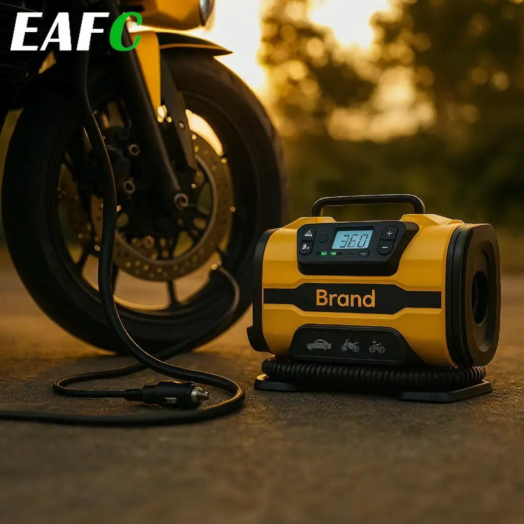 Compressore d'aria digitale portatile, pompa di gonfiaggio pneumatici AC/DC a doppia potenza 110 V-230 V per materasso per barca per bici da auto 150 PSI con luce a LED