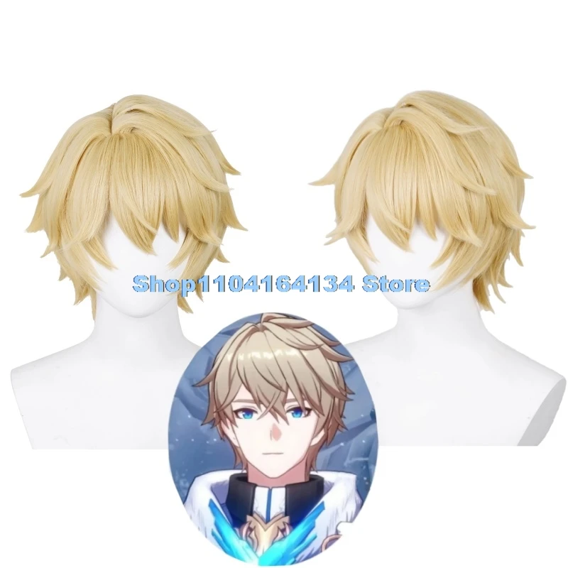 

Game Honkai Star Rail Gepard Landau Wigs Short Straight Blonde Yellow Heat Resistant Synthetic Hair Party Cosplay Wig + Wig Cap