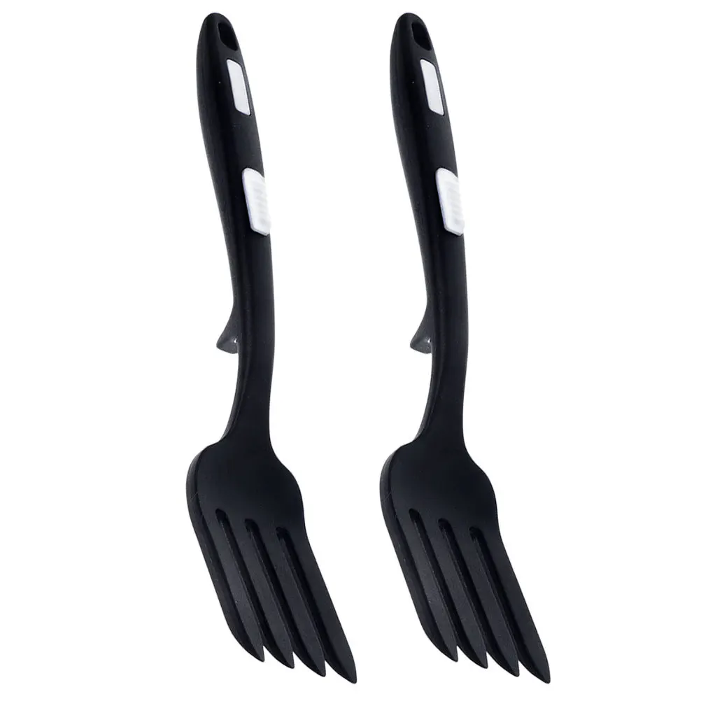 

2pcs Silicone Flexible Heat Resistant Kitchen Cooking Ergonomic Non-Stick Multi-Function Pasta Server Fork Reusable Large Salad
