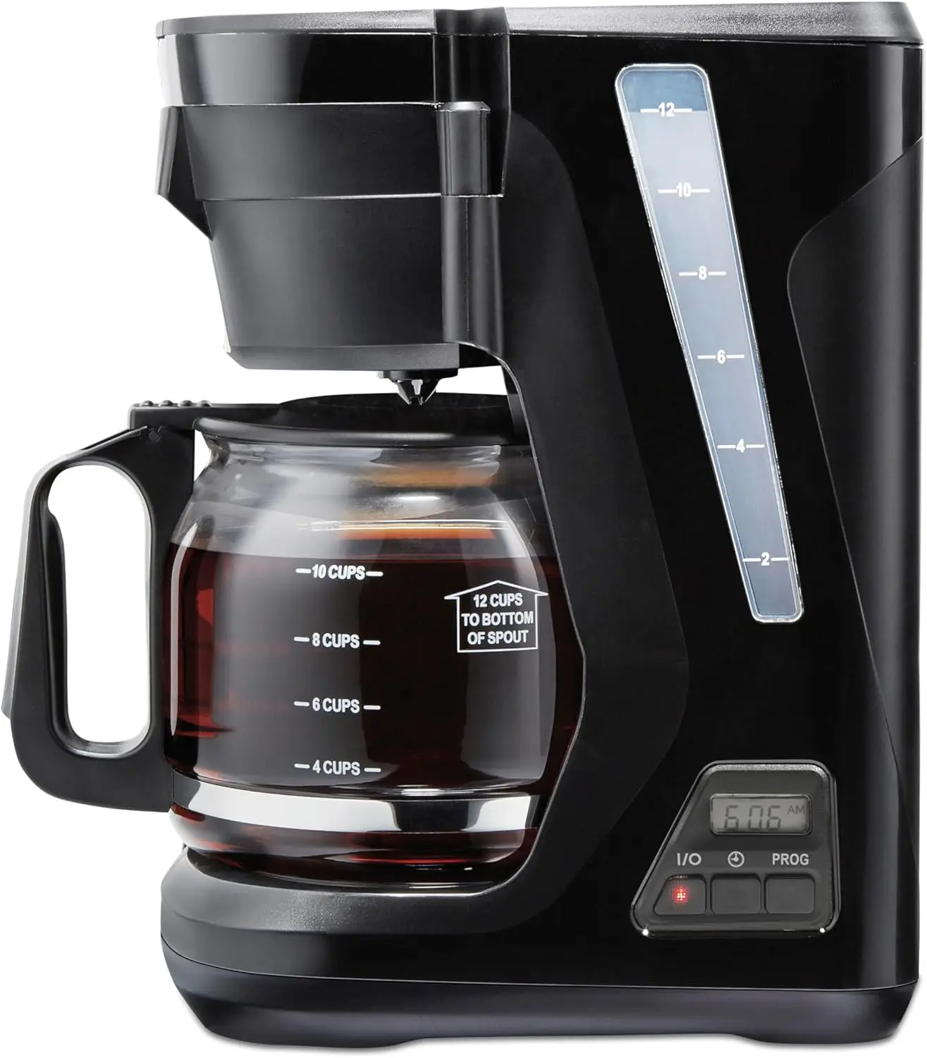 

FrontFill Drip Coffee Maker, Digital & Programmable, 12 Cup Glass Carafe, Black and Silver (43685PS)