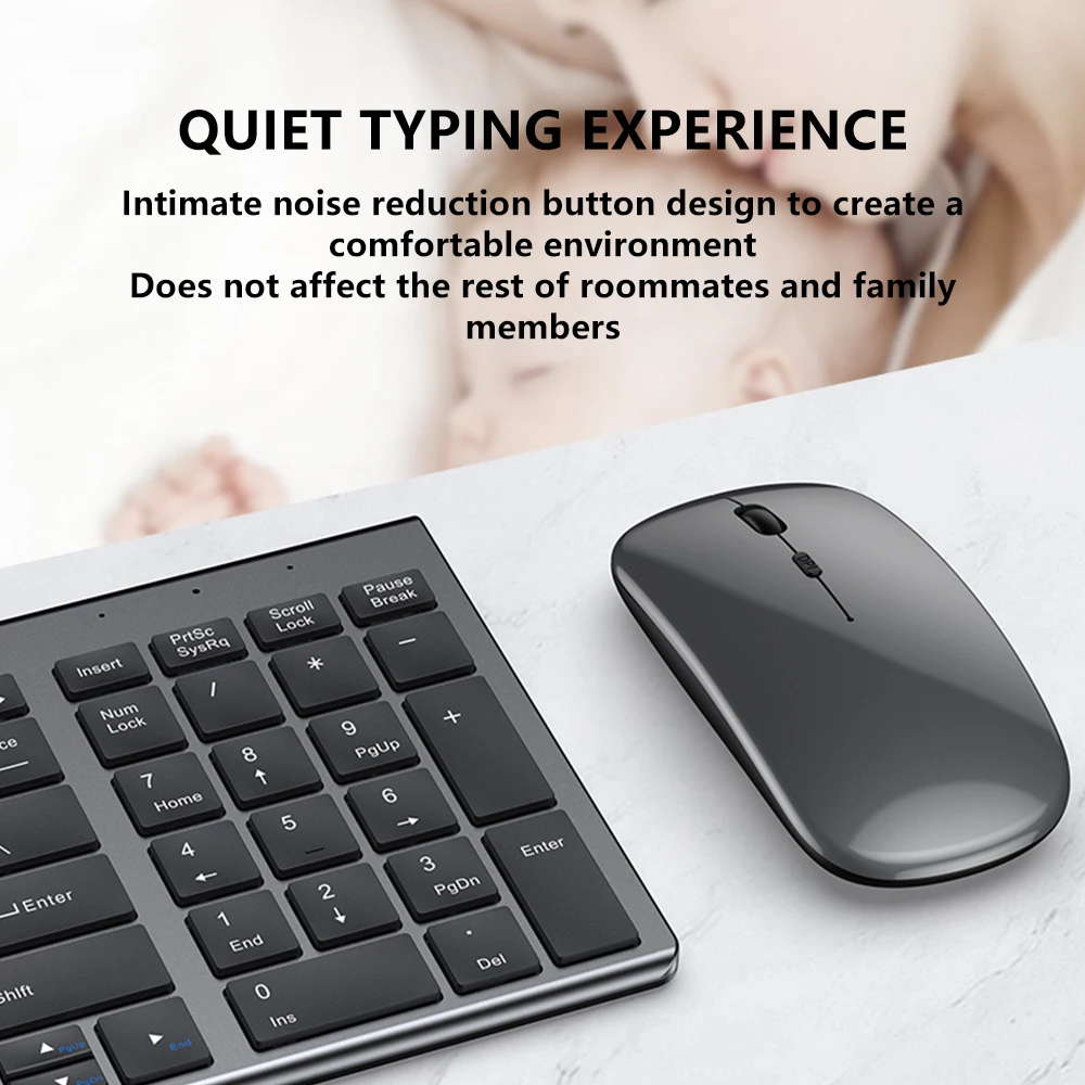 Tastiera Bluetooth Wireless combinazione di tastiera e Mouse Wireless a tre modalità silenziosi a grandezza naturale per Tablet PC Desktop portatile Notebook