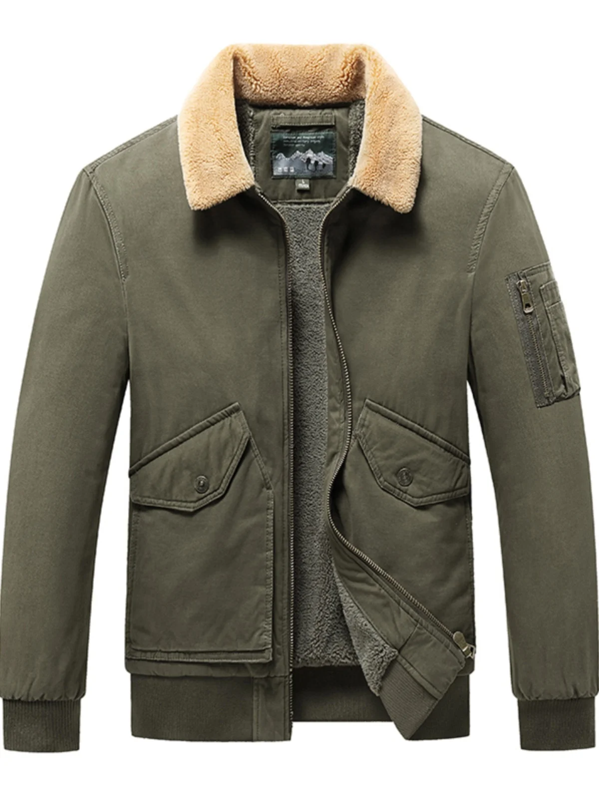 

Men's Thiened Fce Lined Cotton Jaet with Fur Collar Loose Fit Faionable Urban Sle Warm Winter Coat Large Size