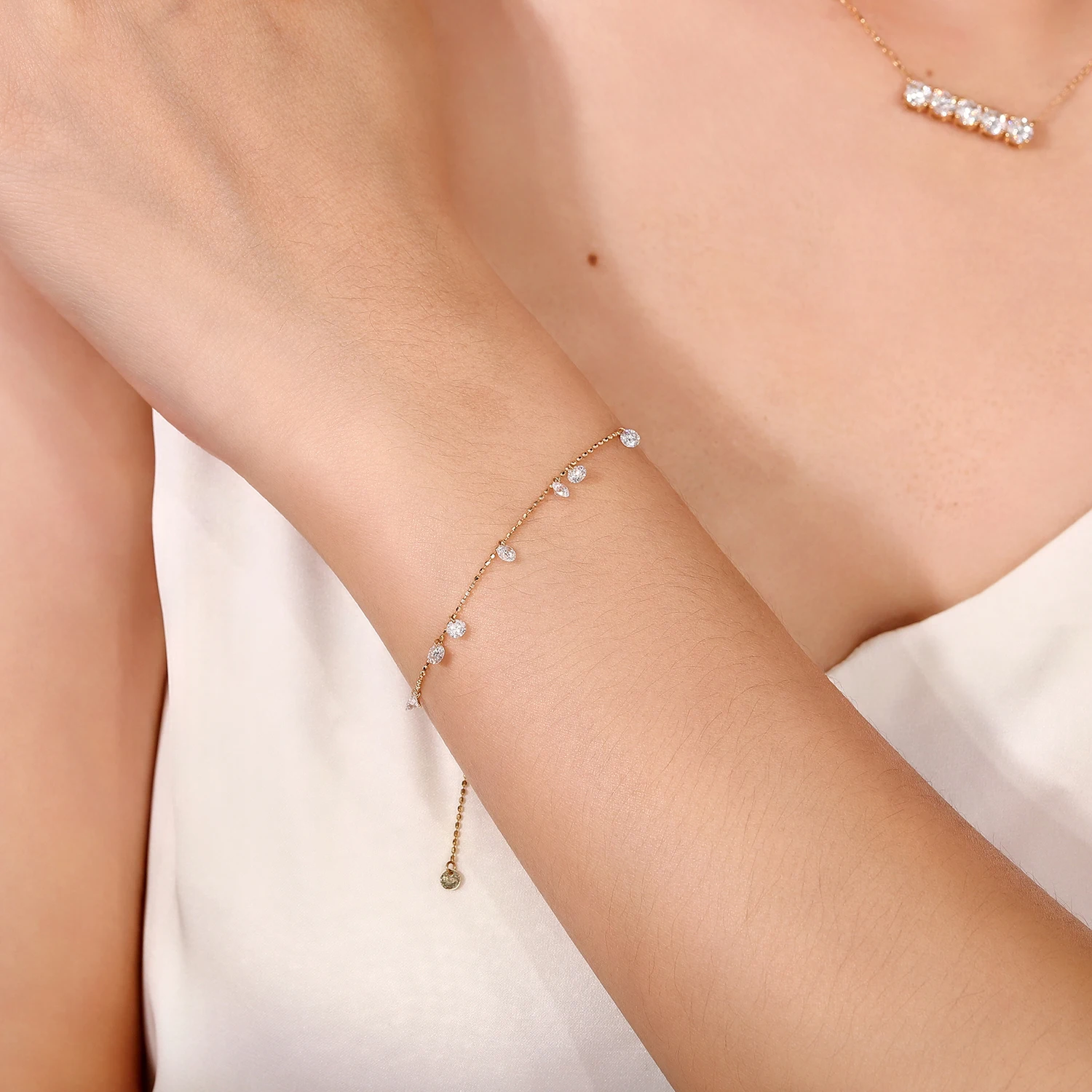 

Provence Trendy Bracelet 18KGold Lab Diamonds Everyday Minimalist Bracelet Women Anniversary girl Fine jewerly Christmas Gifts