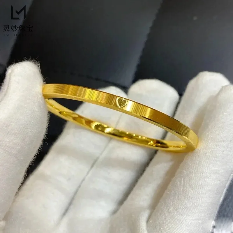 

Кольцо из настоящего золота 9999 24 карата, ежегодное кольцо Love 520, браслет с цифровыми часами, матовое простое кольцо, золотой браслет для свадьбы подруги