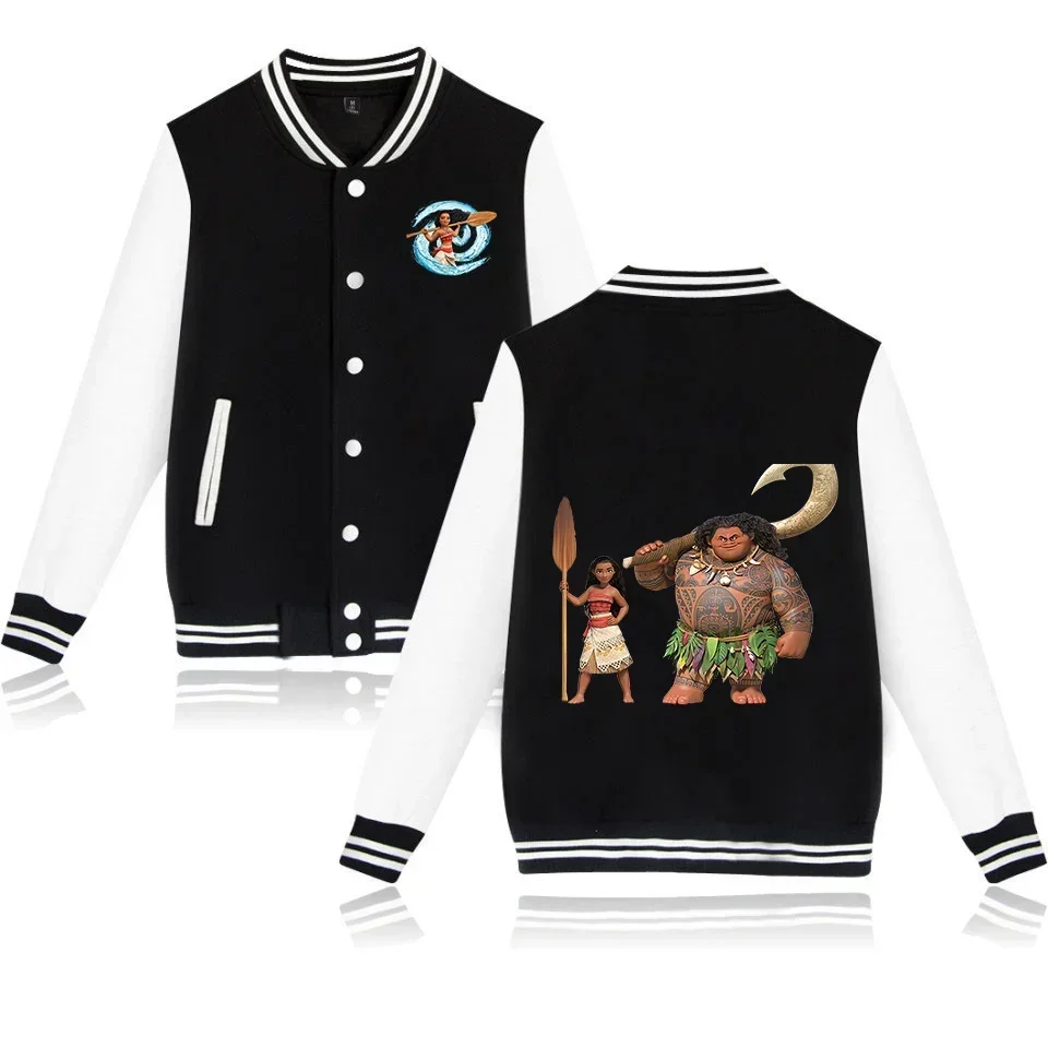 Disney Moana Varsity Baseball Bomber Jacket Men Women Hip Hop Harajuku Jackets Kids Boys Girls Single Coats