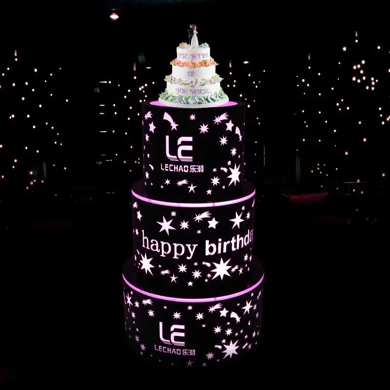 Customized Night club Bar Lounge Champagne Display 3 tier Cake Bottle Presenter VIP Bottle Service Presenter Happy Birthday Cake