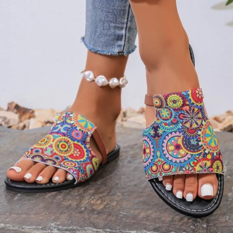 2024 EVA Flower Printed Slipper Womens Multicolor Bottom Shoes Summer Anti-slip Slippers Flat Flip Flops zapatos para mujeres image 3