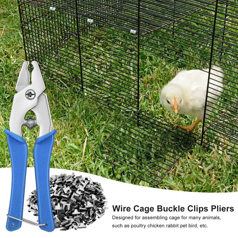 Wire Cage Clips Wire Cage Fasten Clips Buckle Pliers With 300 Wire Cage Clips Cage Building Installation Tools For Bird Hamster