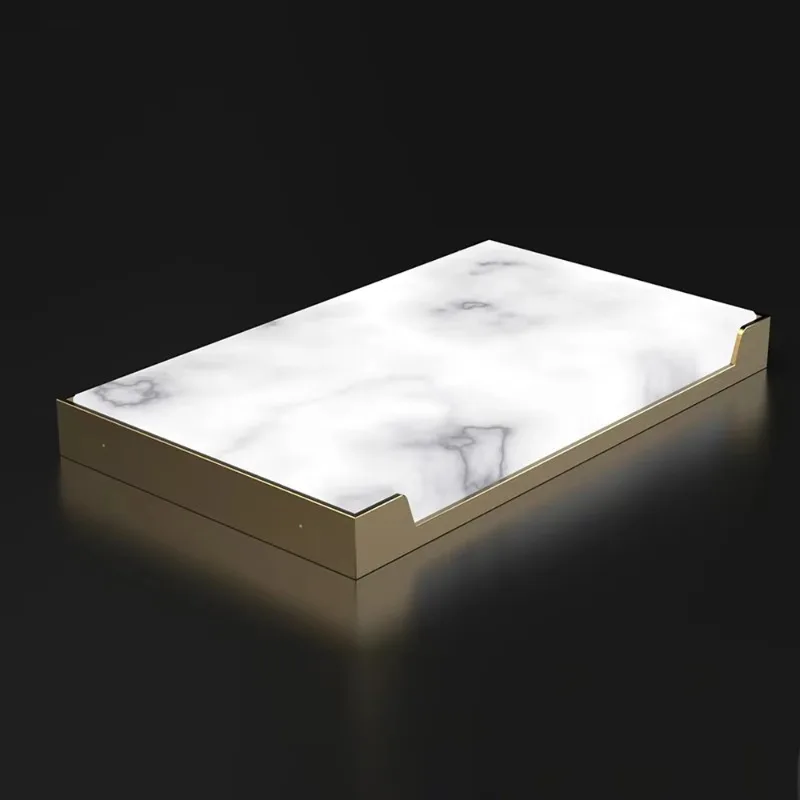 Kitchen Wall Mounted Steel Metal Shelf 3 Layer Storage Book Light Emitting Diode Light Gold Metal Shelf
