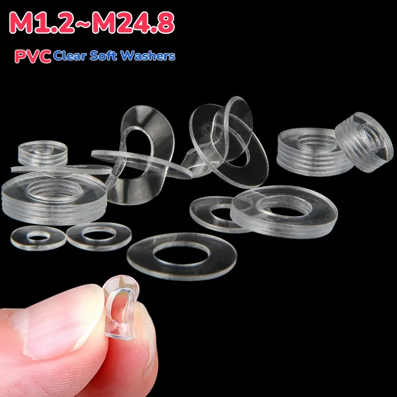 Soft Plastic PVC Transparent Insulating Plain Gasket Ring Spacer Flat Washer Ultra-thin Sealing Gasket M1.2 M2 M2.5 M3M4M5M6-M28