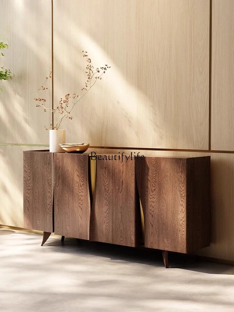 

04Medieval style solid wood dining side cabinet locker living room retro storage