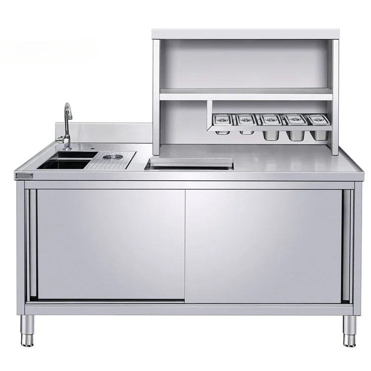 

For Commercial Milk Tea Shop Water Counter Stainless Steel Milktea Bar Counter Boba Table Bubble Tea Work Station