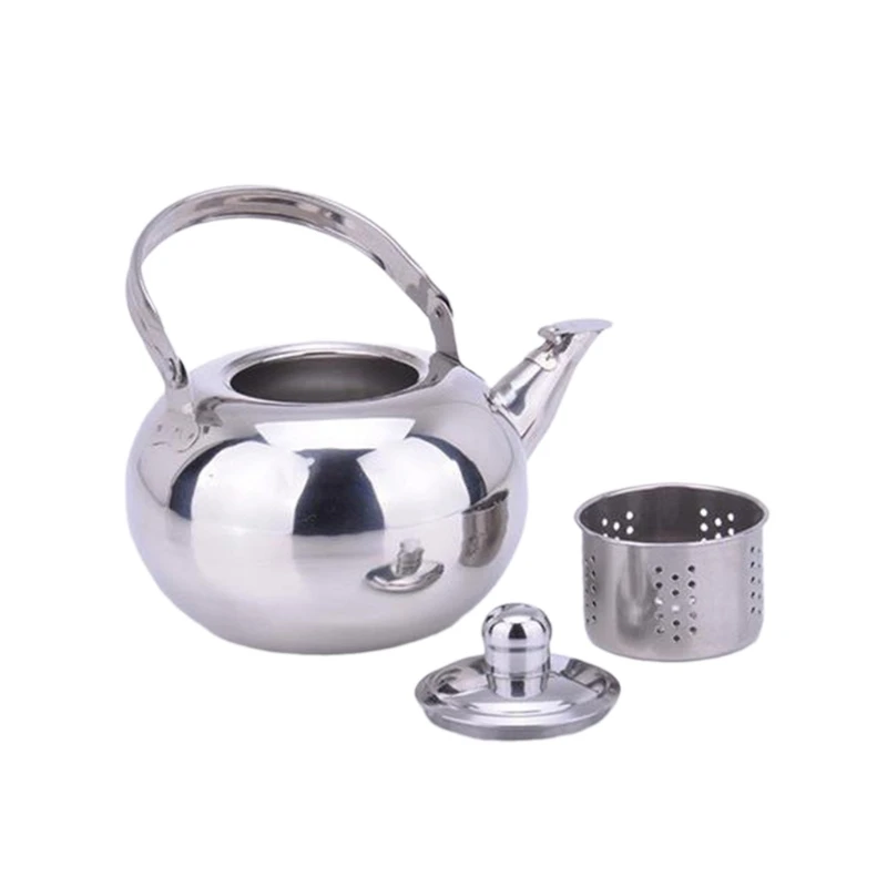 غلايات الشاي المصنوعة من الفولاذ المقاوم للصدأ أباريق الشاي مع أوعية القهوة المعدنية Infuser أوعية الشاي المستديرة لمطعم الفندق
