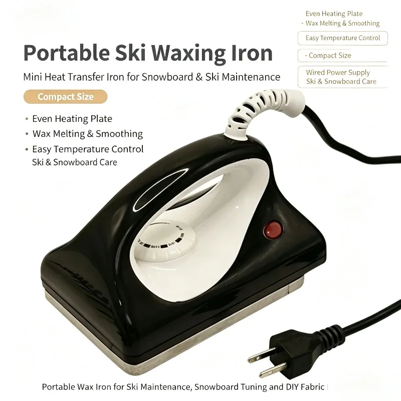 Adjustable Temperature Electric Ski Wax Iron Portable Wax Melting Tool for Snowboard Ski Base Maintenance Polishing Care