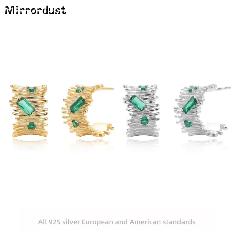 

【Mirrordust】S925 Простые нерегулярные серебряные серьгиСерьги с цирконом в форме универсальные модные элитные ювелирные изделия для женщин