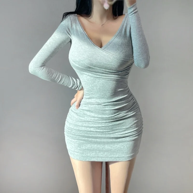 Faionable Comfortable Tight Bodycon Dr Highlight Good Figure Sexy ow Chest Tight Fit Wrap around Women's Dr