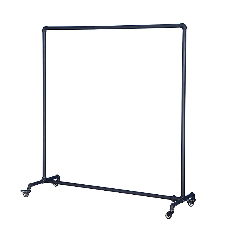 

Clothing store display rack wrought iron gantry with wheels hanger clothes floor hanger water pipe clothing rack