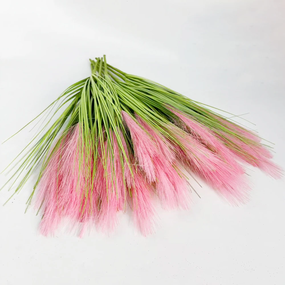 3 stücke Künstliche Pflanzen Flauschigen Faux Pampas Gefälschte Grün Vase Dekor Indoor Hause Wohnzimmer Party Tisch Hochzeit Dekoration Blume – Detail 3