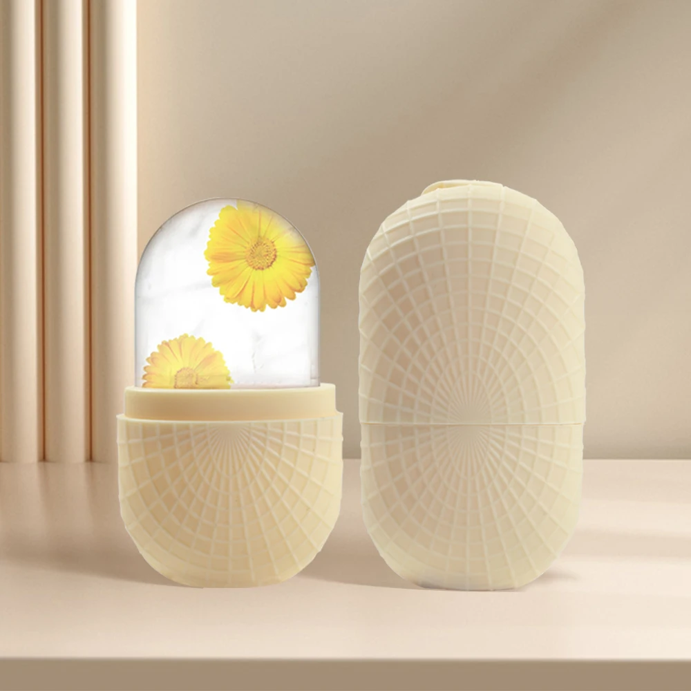 Rosto e olhos com rolo de gelo de silicone, molde reafirmante – ferramenta refrescante para a pele do rosto, à prova de vazamentos e reutilizável para cuidados faciais