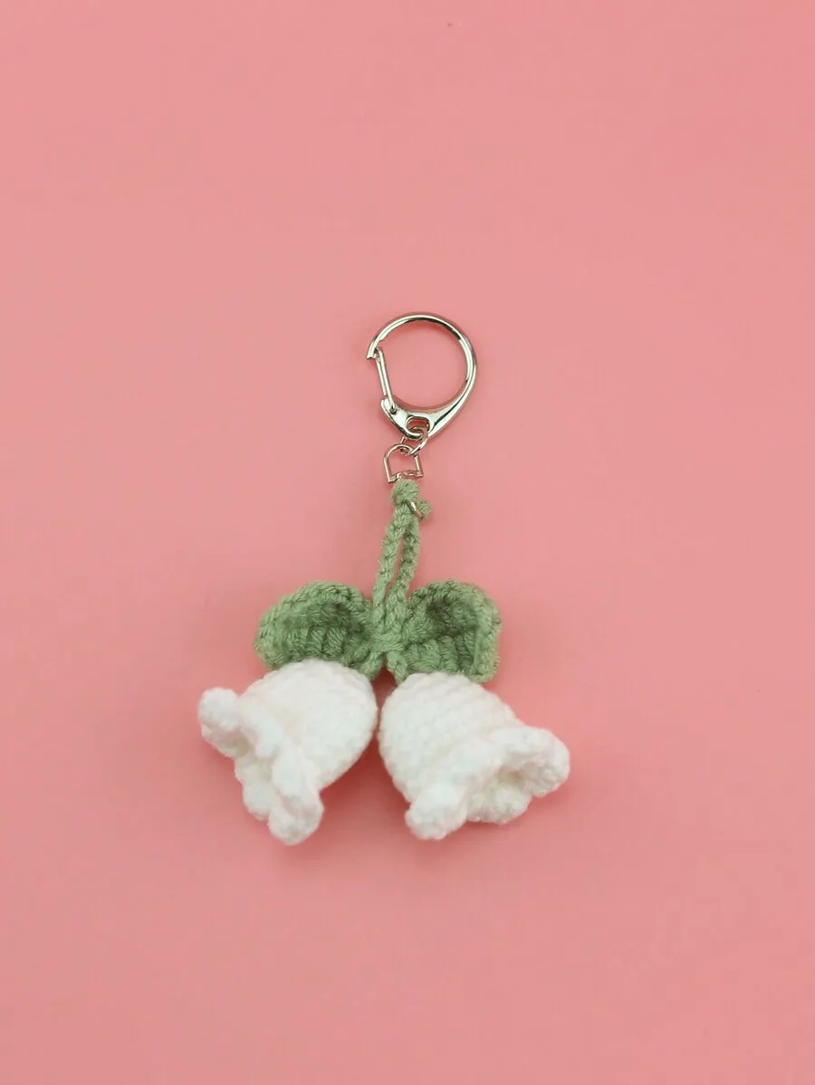 

Hand Crocheted Wind Chime Flower (Lily) Design Bag Charm Keychain Key Chain Charms Cute Stuff Crochet School Supplies Teacher Gi