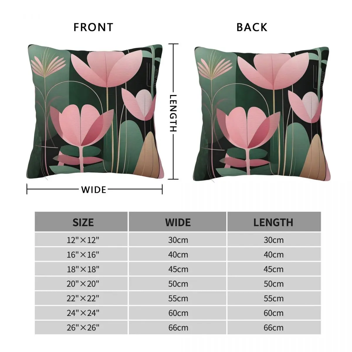 Abstract Botanical Pink Green Square Pillowcase Polyester Linen Velvet Printed Zip Decor Home Cushion Cover 18