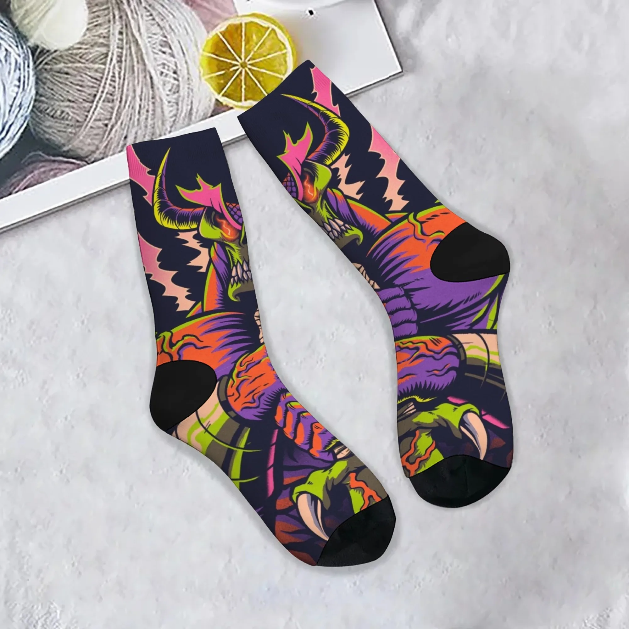 Amerikanische Comic-Monster-Themen-Herrensocken, bequeme, atmungsaktive, rutschfeste Freizeitsocken, Neuheit, Harajuku-Retro-Street-Crew-Socken