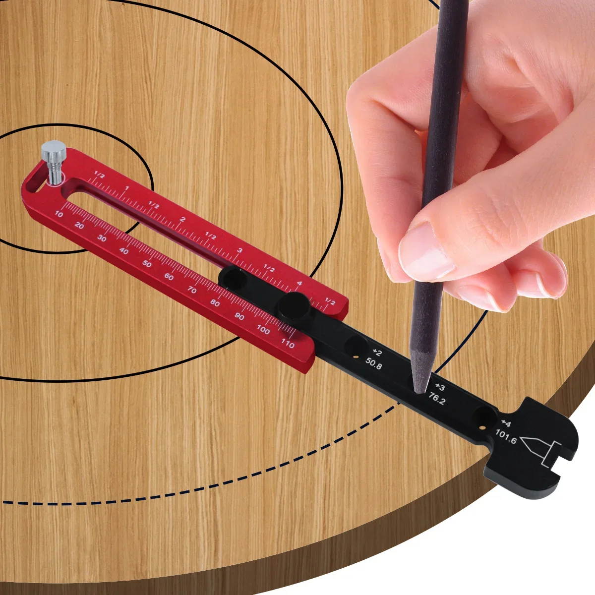 Woodworking Scriber Adjustable Circular Compass - Fixed-point Center Finder Circle Scriber - Metric/Inch Round Marking Tool