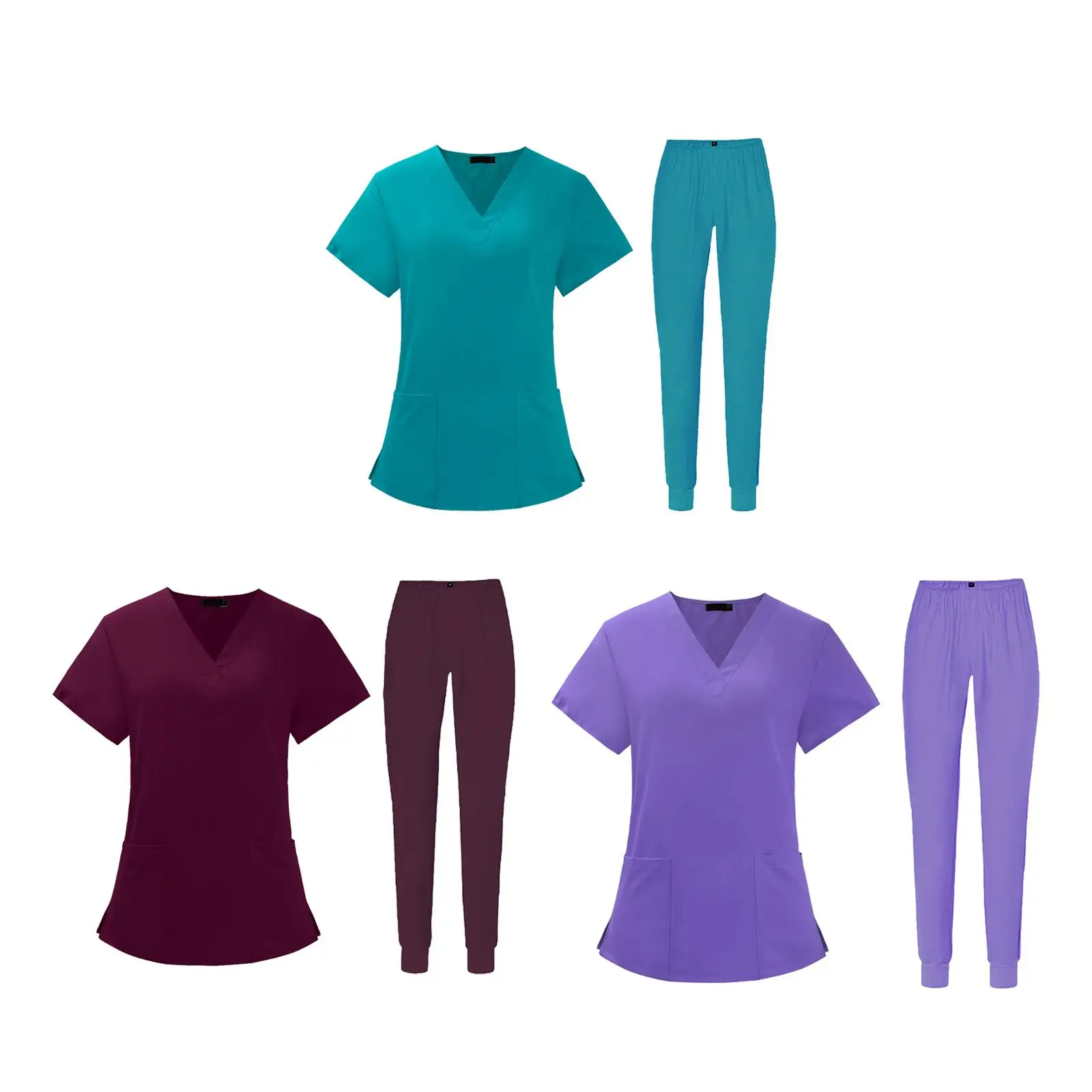 Uniform Scrub Set Top and Pants Comfortable Enhanced Work Clothing for Women