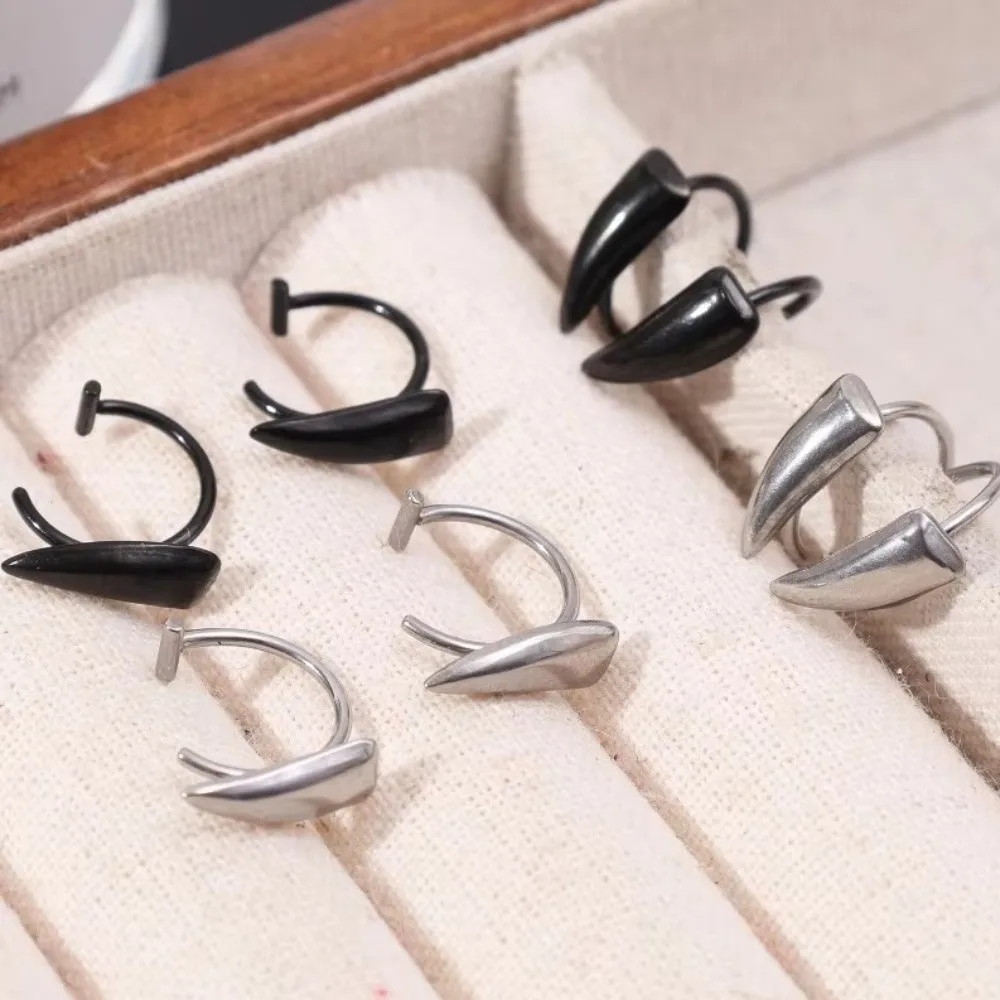 2PCS/Set Exaggerated Fake Lip Ring Stainless Steel Gold Faux Piercing Jewelry Silver Non Piercing Gothic Body Jewelry Daily