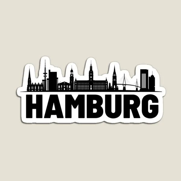 Hamburg City Silhouette Illustation  Magnet Kids Baby Stickers Toy Home Colorful Funny Refrigerator Children