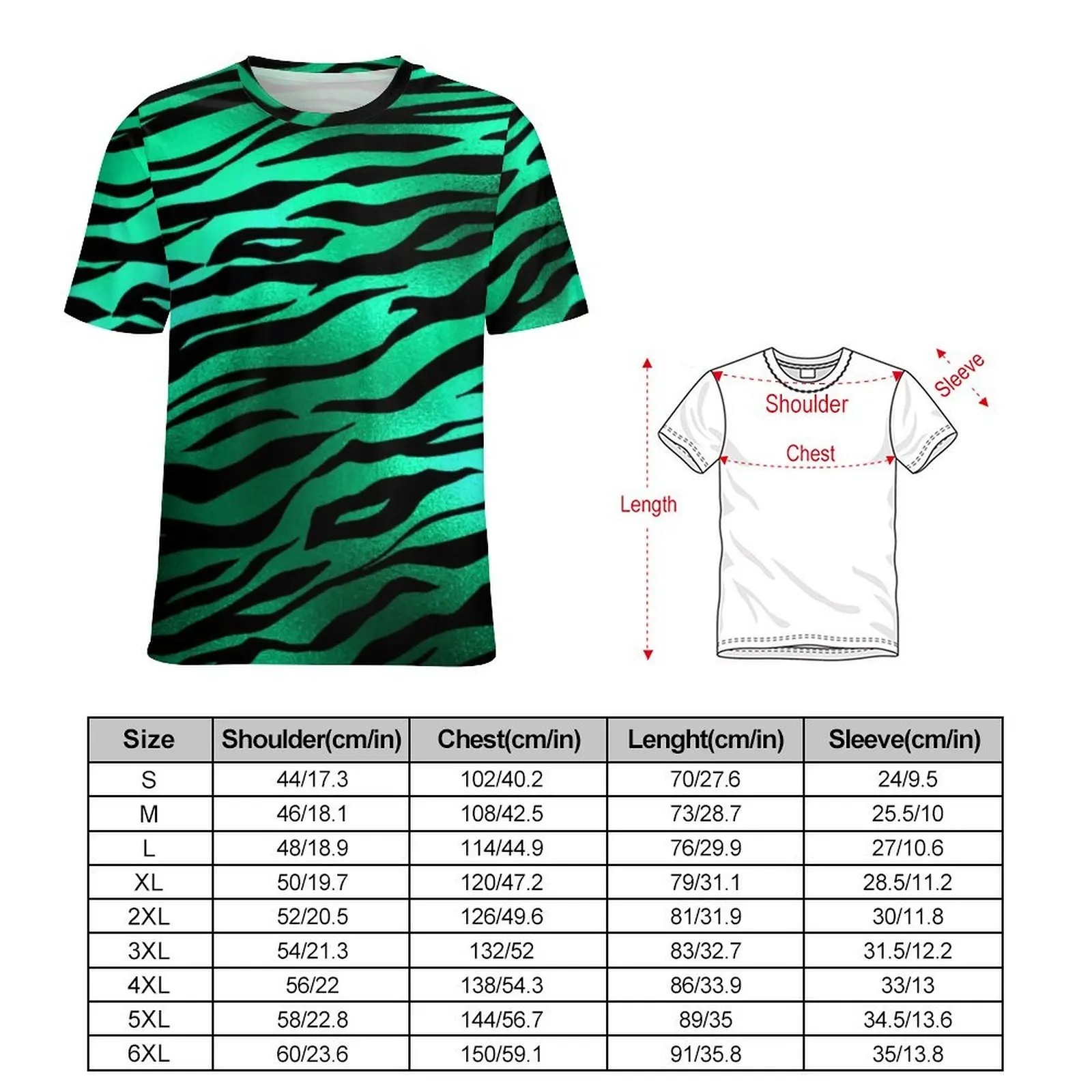 Green Tiger Print T Shirt For Men Wild Animals O Neck T Shirts Summer Trending Clothing Short-Sleeve Casual Oversized Tees Gift