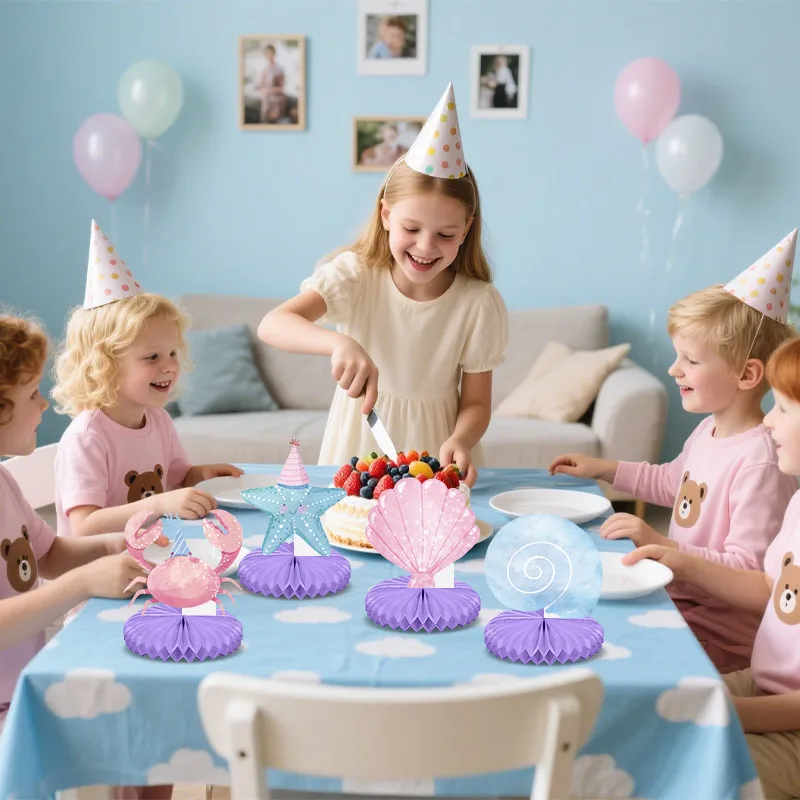 Meerjungfrauen-Geburtstagsdekorationen, Meerjungfrauen-Waben-Hängeornamente, hängende Spiralen, Mädchen-Ozean-Deckenstreifen, Meerjungfrauen-Partygeschenke – Detail 4