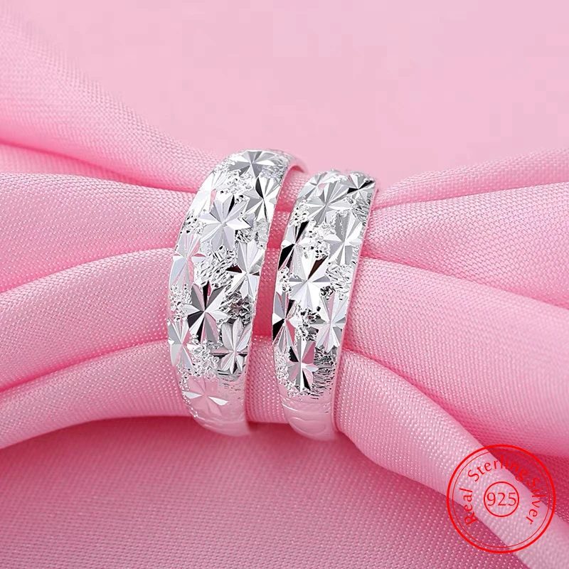 Real 925 Stelring Silver Women's Couple Jewelry Fashion Flower Ring For Man XY0381